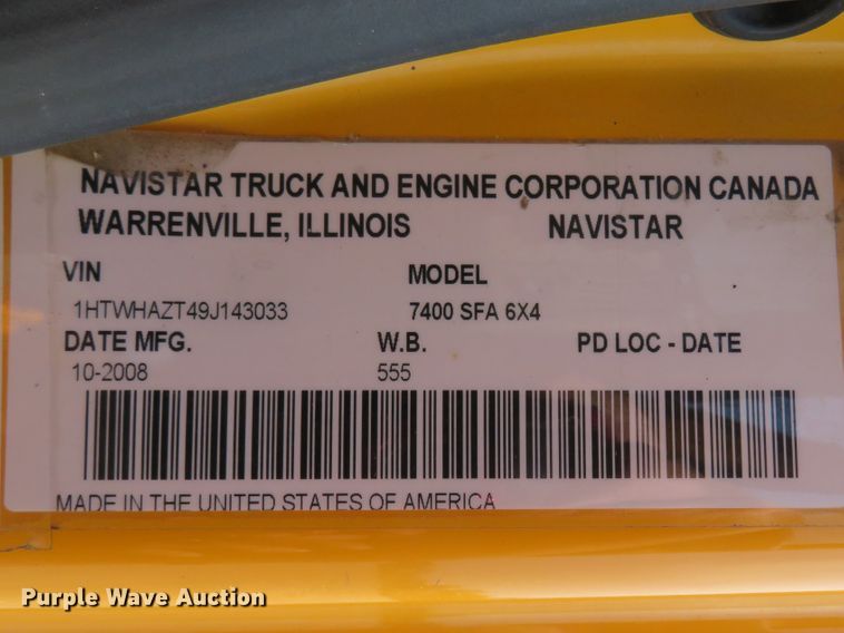 image for item FP9299 2009 International 7400 WorkStar  dump truck