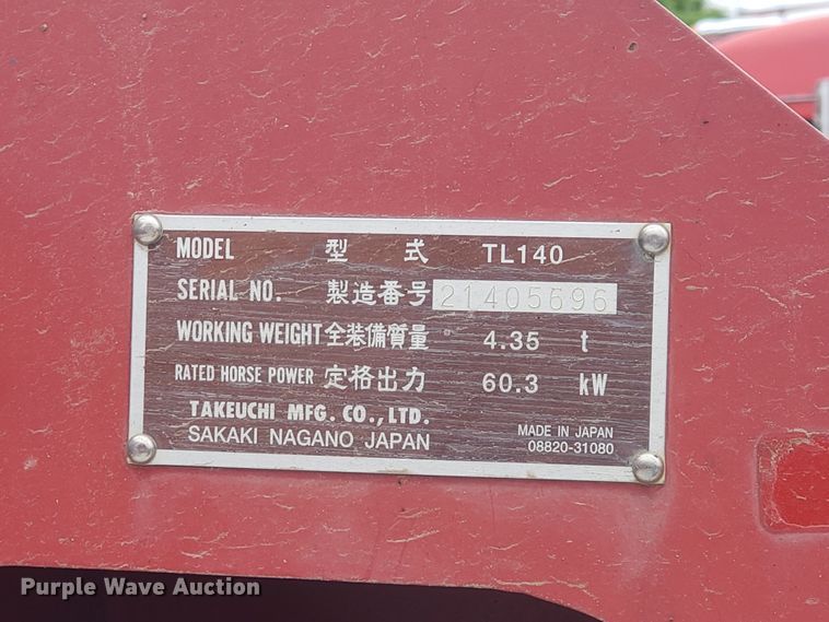 image for item HP9508 2008 Takeuchi TL140  tracked skid steer loader