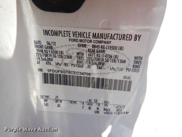 image for item IT9170 2012 Ford F550 Super Duty XL  bucket truck