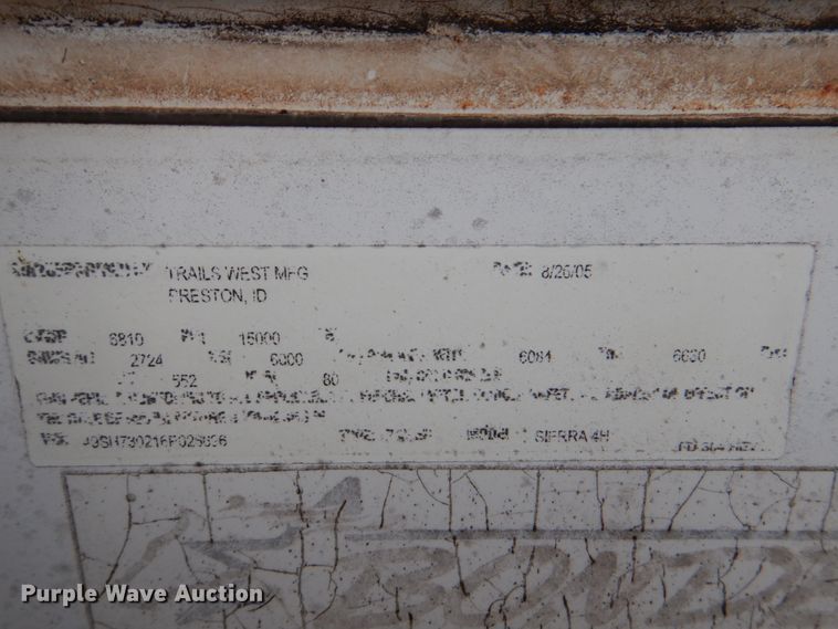 image for item HC9313 2005 Trails West Sierra 4H  horse trailer