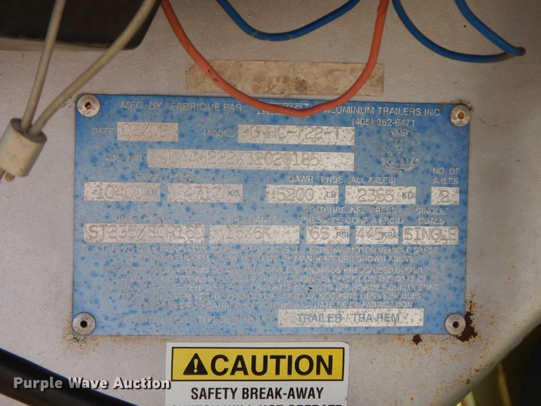 image for item HP9542 2003 Exiss XT3H  livestock trailer