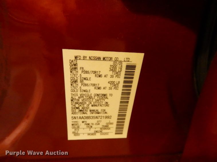 image for item DI6708 2005 Nissan Armada SE  SUV