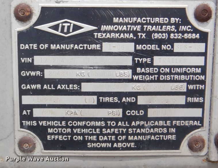 image for item DH7254 2006 Innovative Trailers SFS-48  walking floor trailer