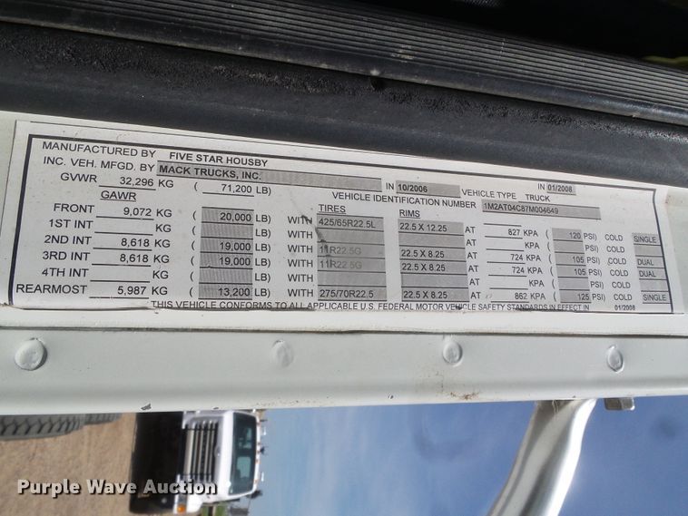 image for item DI5653 2007 Mack CTP  semi truck
