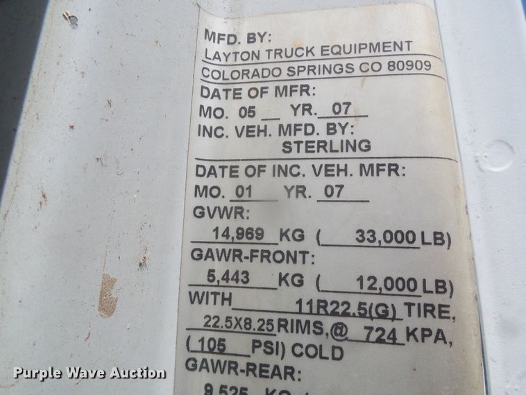 image for item DI5659 2007 Sterling L-Line  utility / service truck