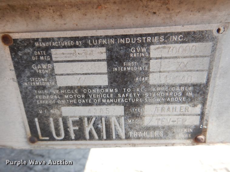 image for item DJ0467 1974 Lufkin TFV-EP  dry van trailer