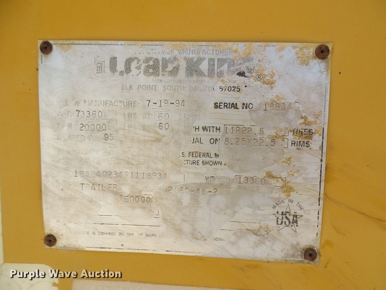 image for item DL0993 1994 Load King 2060-40-2  bottom dump trailer