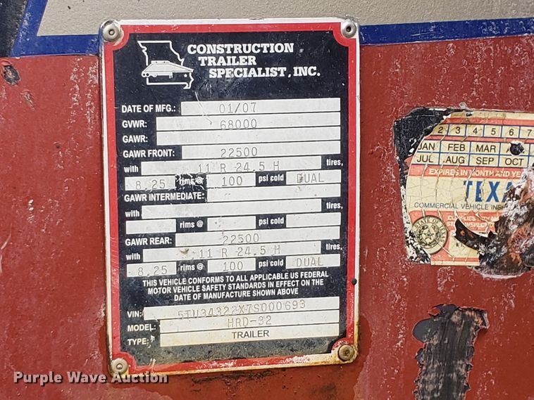 image for item HP9509 2007 CTS  end dump trailer