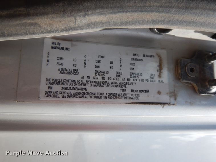 image for item HP9553 2011 International ProStar  semi truck