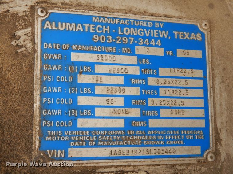 image for item II9517 1995 Alumatech  end dump trailer