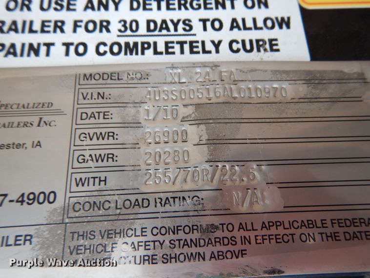 image for item II9528 2010 XL Specialized IXL 70 HD  lowboy equipment trailer