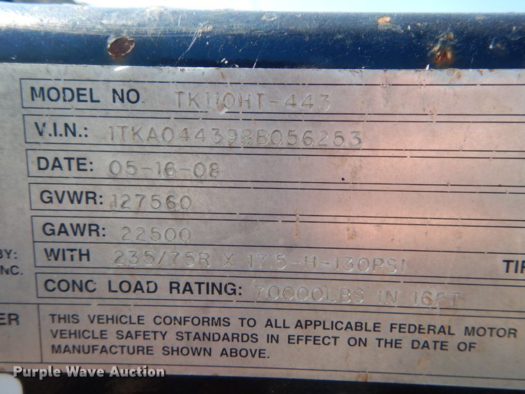 image for item IT9164 2008 Trail King TK110HT-443  drop deck equipment trailer