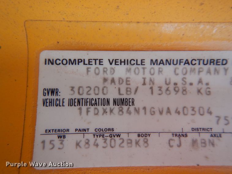 image for item DC2053 1986 Ford F8000  dump truck