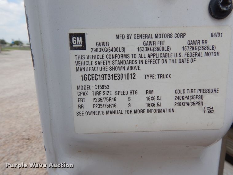 image for item DC2059 2001 Chevrolet Silverado 1500  Ext. Cab pickup truck