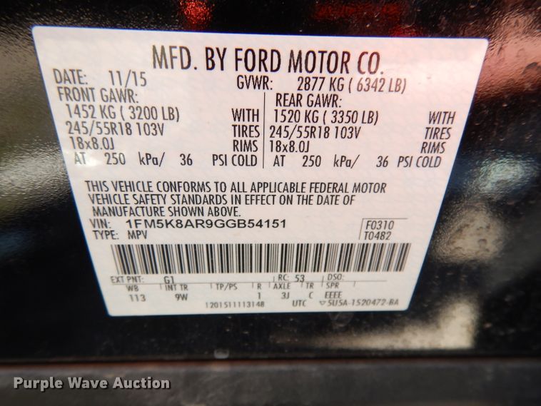 image for item DG0671 2016 Ford Explorer Police Interceptor  SUV