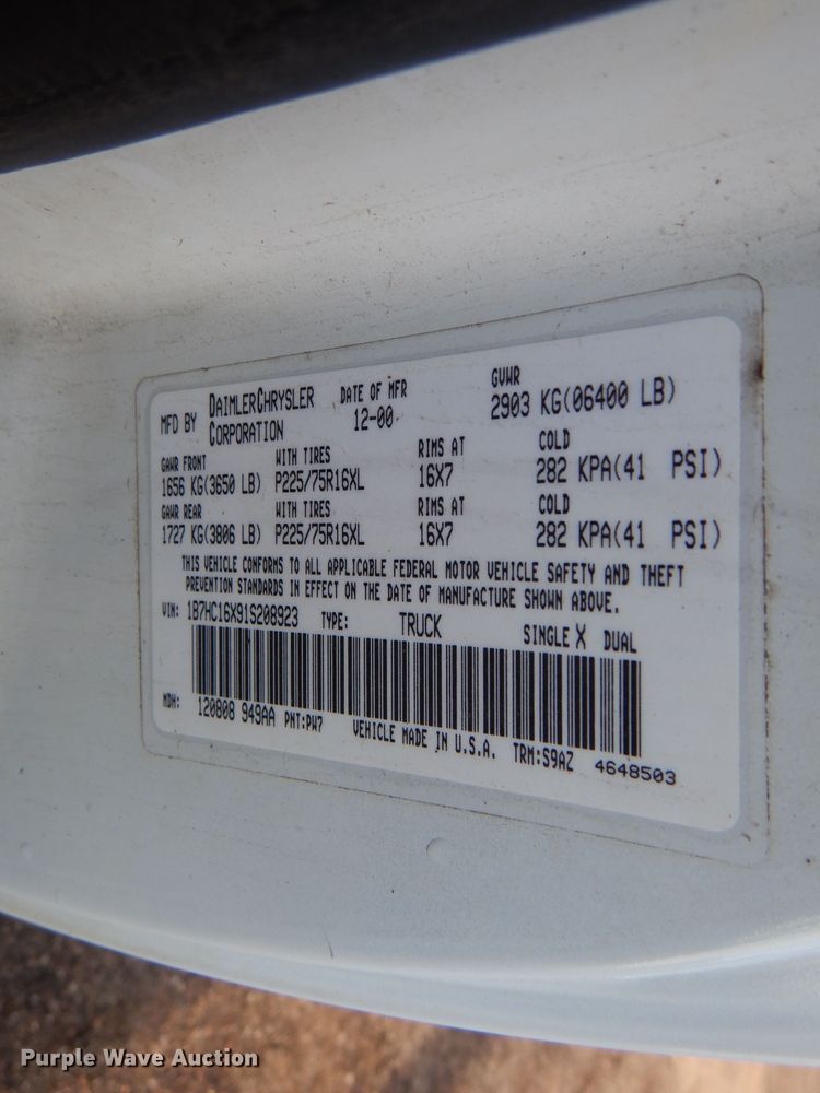 image for item DI4754 2001 Dodge Ram 1500  pickup truck