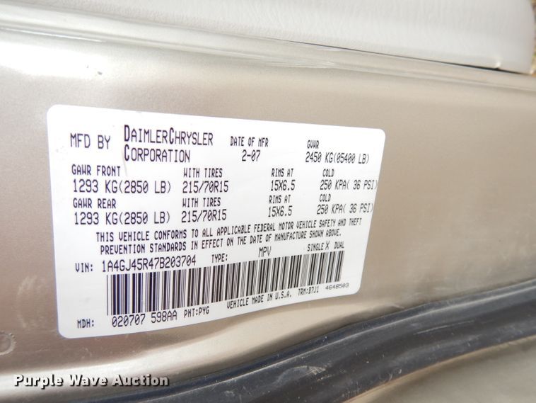 image for item DI6724 2007 Chrysler Town & Country  van