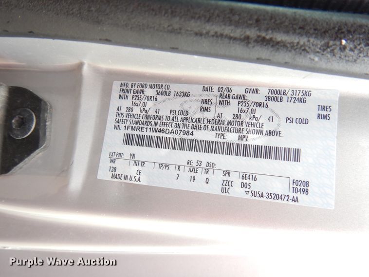 image for item DI6725 2006 Ford E150 XL  van