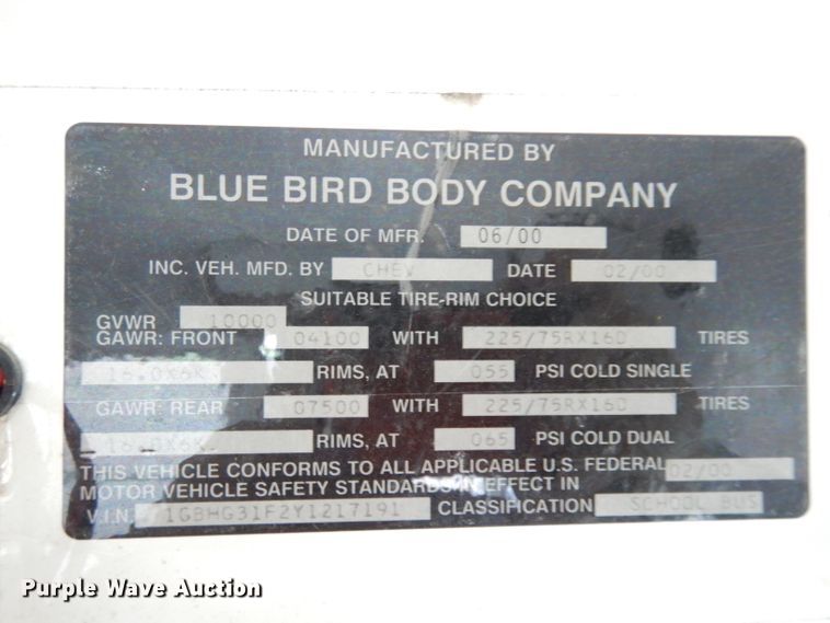 image for item DI6731 2000 Chevrolet Express 3500 Cargo  school bus