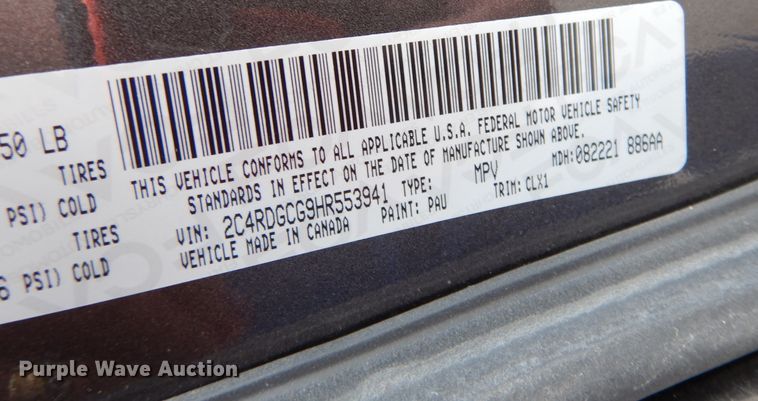 image for item DI6737 2017 Dodge Grand Caravan SXT  van