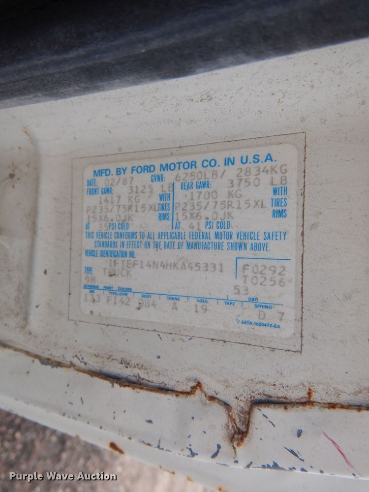 image for item DM0153 1987 Ford F150  pickup truck