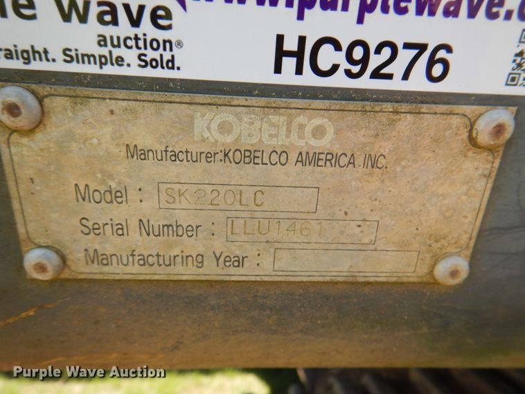 image for item HC9276 1996 Kobelco SK220LC  excavator