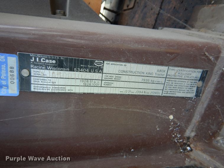 image for item HC9288 Case 580K  backhoe