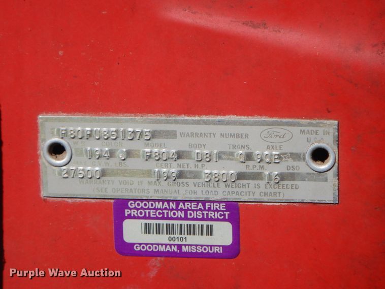 image for item HP9595 1966 Ford 800  fire truck