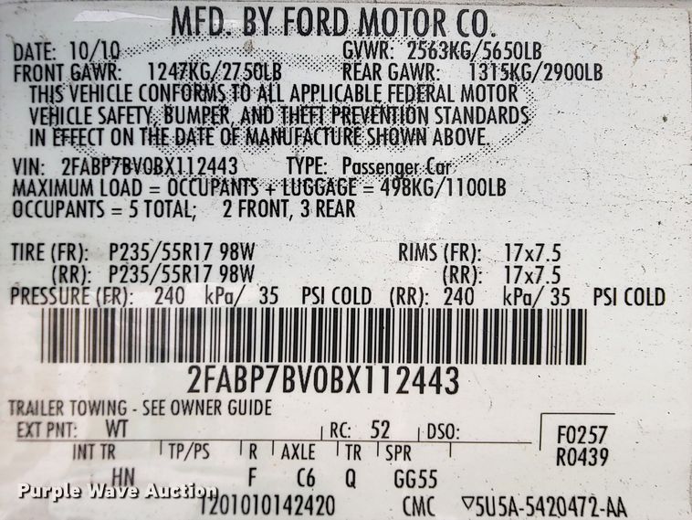 image for item IE9257 2011 Ford Crown Victoria Police Interceptor