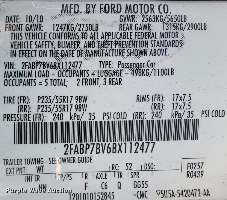 image for item IE9286 2011 Ford Crown Victoria Police Interceptor