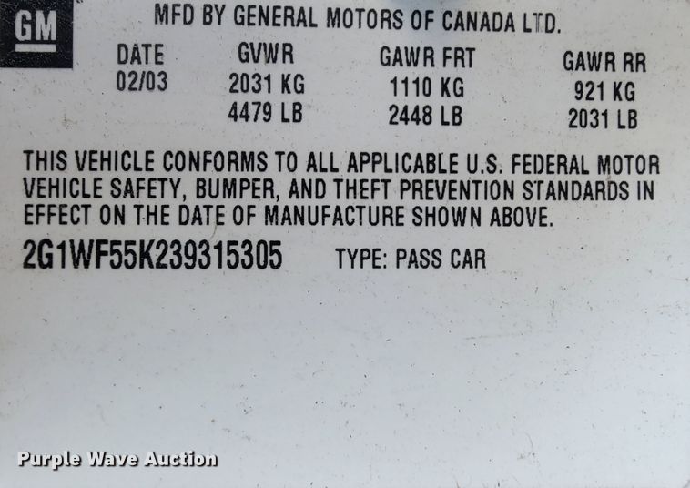 image for item IE9287 2003 Chevrolet Impala