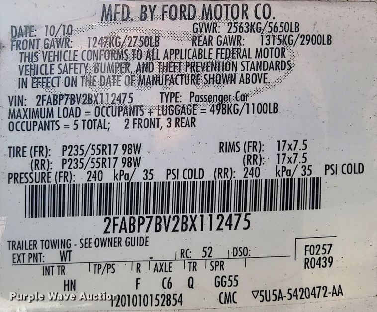 image for item IE9289 2011 Ford Crown Victoria Police Interceptor