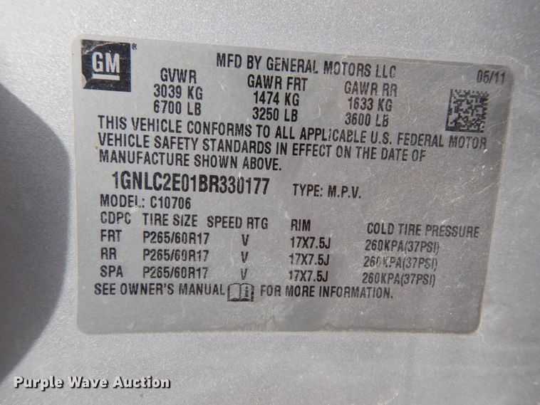 image for item II9584 2011 Chevrolet Tahoe Police  SUV