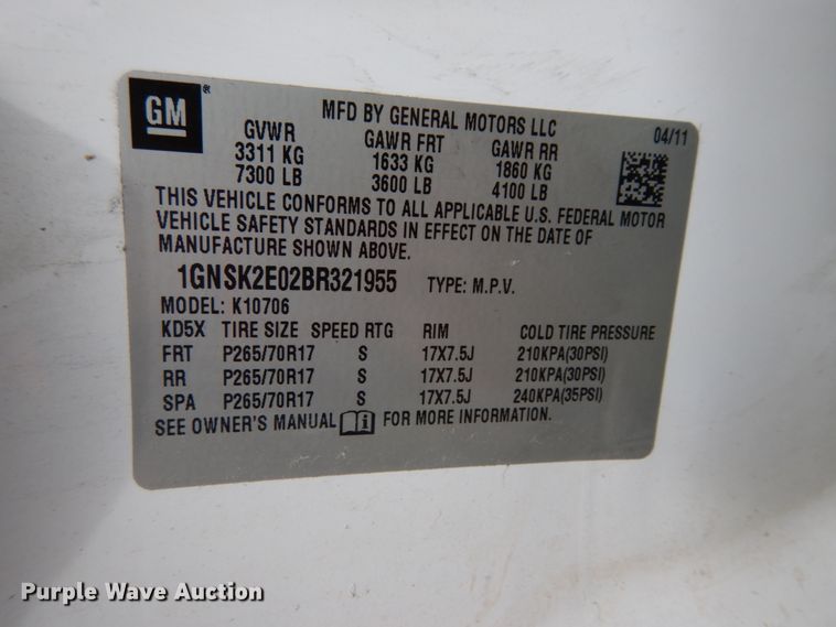 image for item II9587 2011 Chevrolet Tahoe Police  SUV