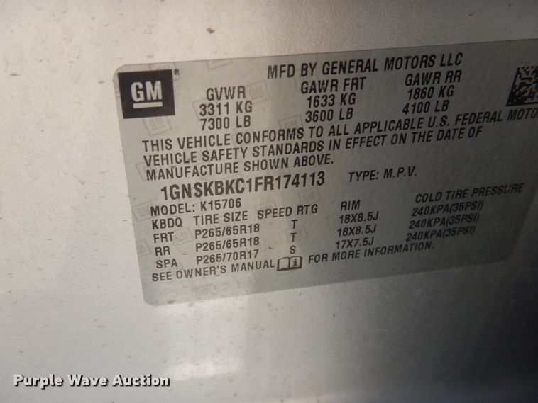 image for item IJ9433 2015 Chevrolet Tahoe  SUV