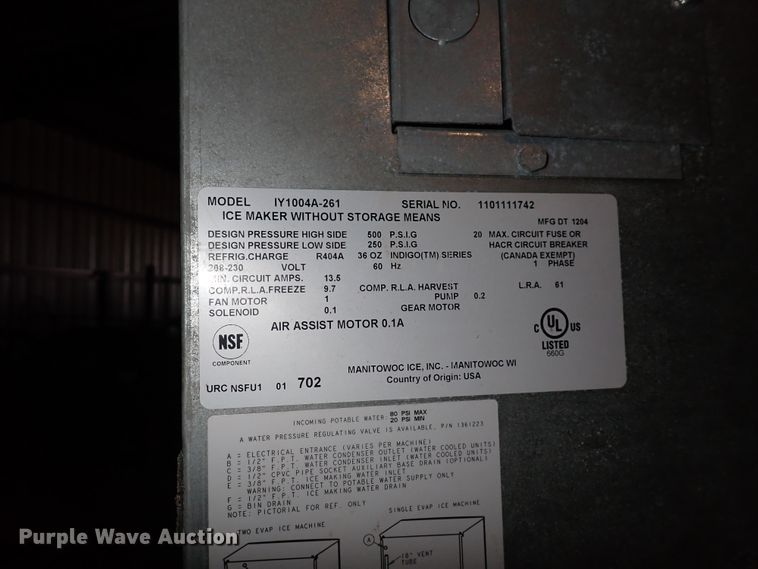 image for item IJ9850 Manitowoc  ice machine