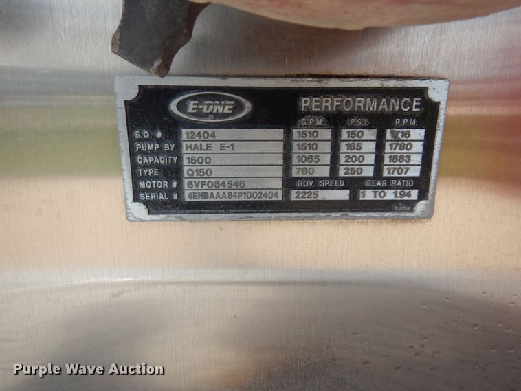 image for item IT9209 1993 Federal Motors Emergency One  pumper fire truck