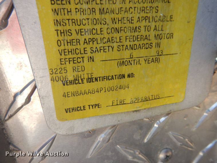 image for item IT9209 1993 Federal Motors Emergency One  pumper fire truck