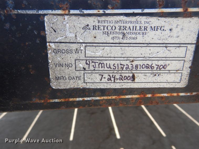 image for item IT9210 2008 Retco  utility trailer