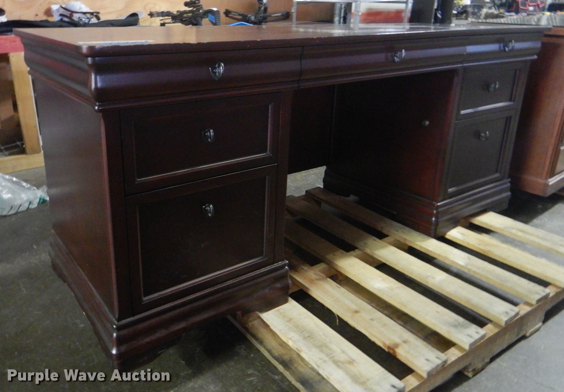 Wood desk in Tulsa, OK Item IE9296 sold Purple Wave