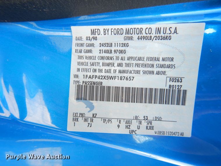 image for item DG0676 1998 Ford Mustang GT