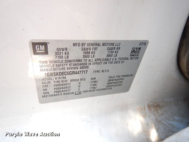 image for item DG0685 2016 Chevrolet Tahoe Police  SUV