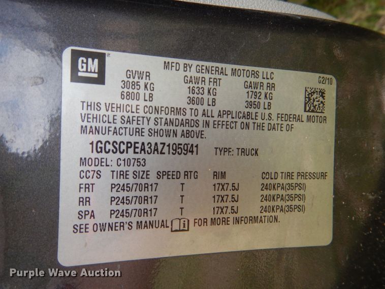 image for item HC9262 2010 Chevrolet Silverado 1500  Ext. Cab pickup truck