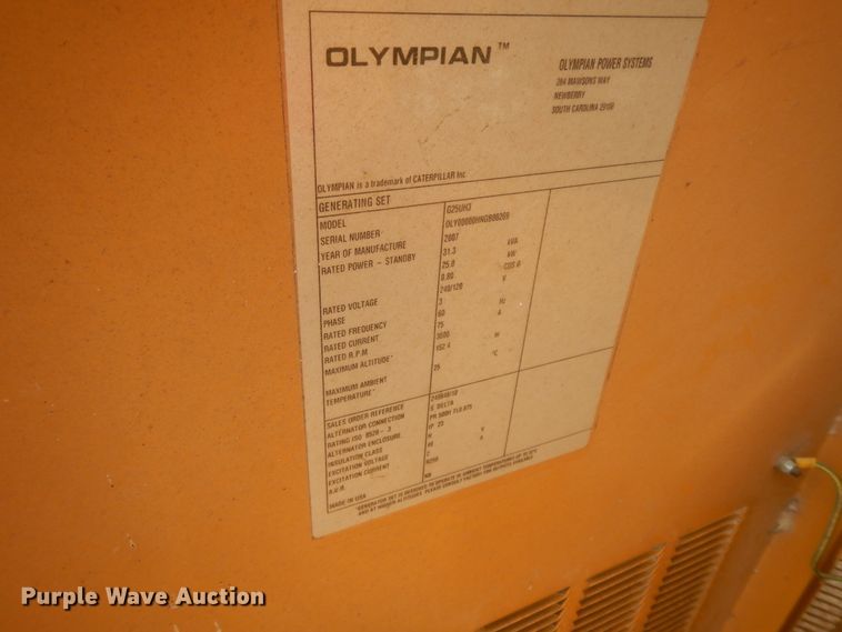 image for item HP9590 2007 Olympian G25UH3  generator