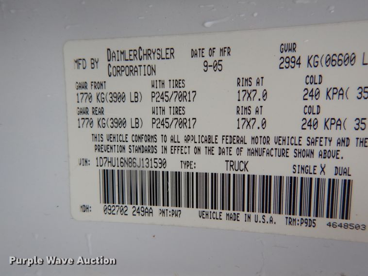 image for item II9579 2006 Dodge Ram 1500  pickup truck