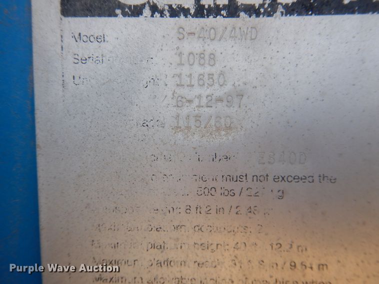 image for item IJ9456 1997 Genie S-40  boom lift