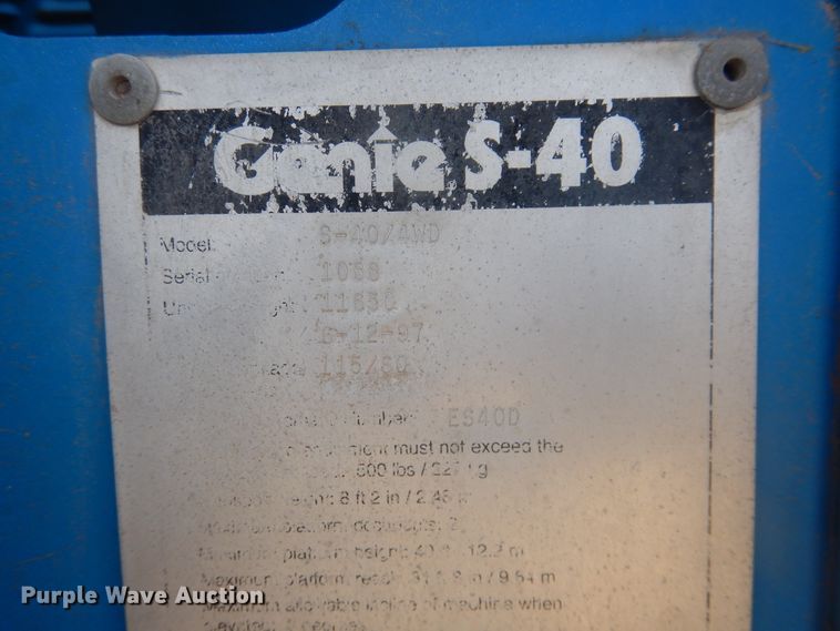 image for item IJ9456 1997 Genie S-40  boom lift