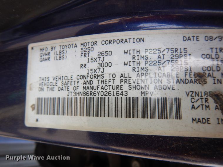 image for item IL9750 2000 Toyota 4Runner  SUV