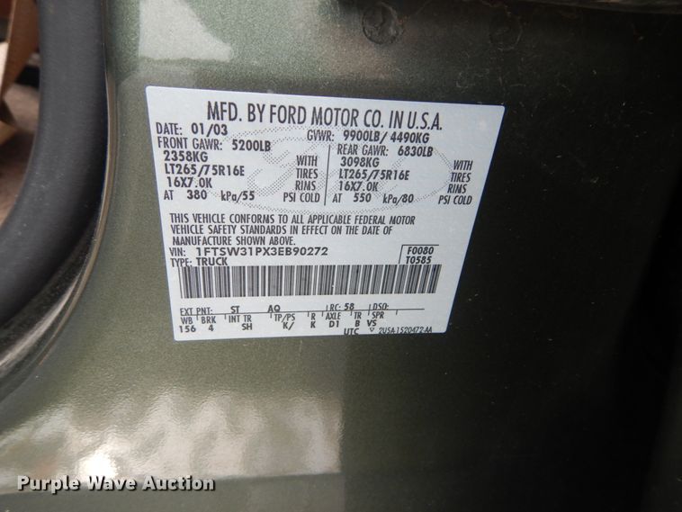 image for item IT9244 2003 Ford F350 Super Duty Lariat  Crew Cab pickup truck