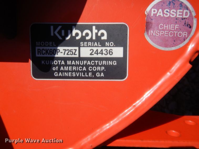 image for item IT9612 Kubota RCK60P-725Z  60"W mower deck